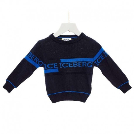 Maglione bambino girocollo con logo ICEBERG art. MGICE109BM