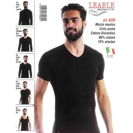 Maglia uomo mezza manica scollo a V conf. 3 pezzi LEABLE art. BOB