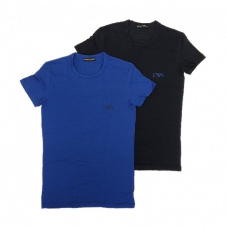 Set da 2 t-shirt uomo scollo a V con monogramma EMPORIO ARMANI art. 111670-9A715