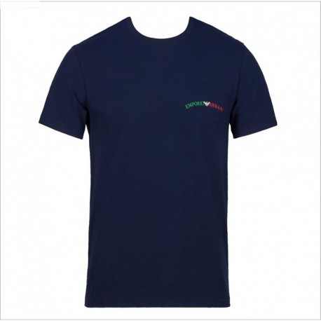 T-shirt con logo tricolore ricamato Emporio Armani