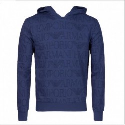 Felpa con cappuccio e logo all over Emporio Armani