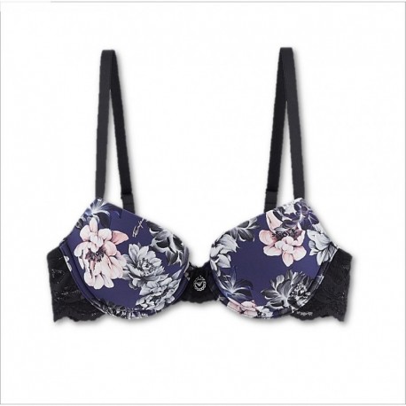 Reggiseno push-up in pizzo con stampa Neo Romantic Emporio Armani