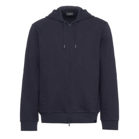 Felpa uomo con cappuccio lettering in rilievo Emporio Armani AF15006 EM000653